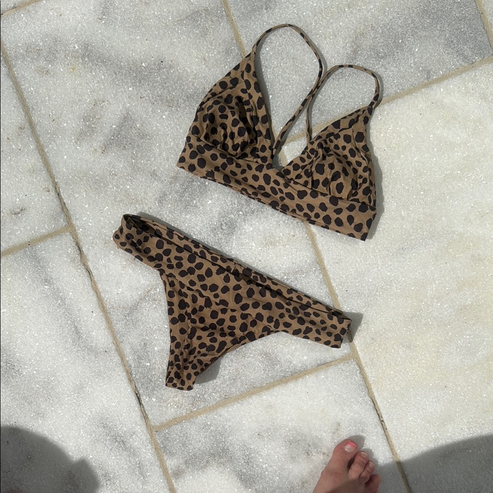 Boys + Arrows Tan and Black Bikini Set